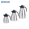 WUJO 304 Vacuum Insulatled Hotel Pure Silver Stainless Steel Coffee Pot Double Wall 