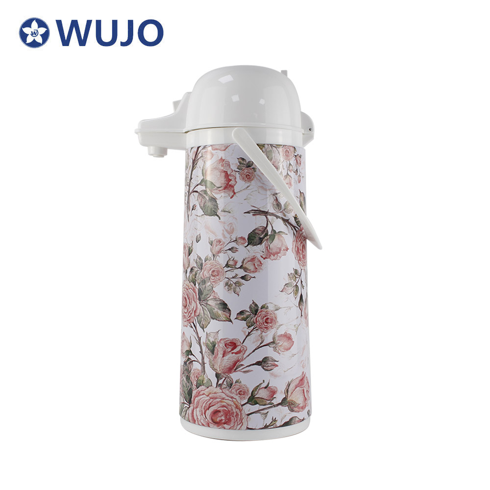 WUJO 1L 1.9L Eco Friendly Hot Water Coffee Glass Air Pump Thermos Vacuum Flask