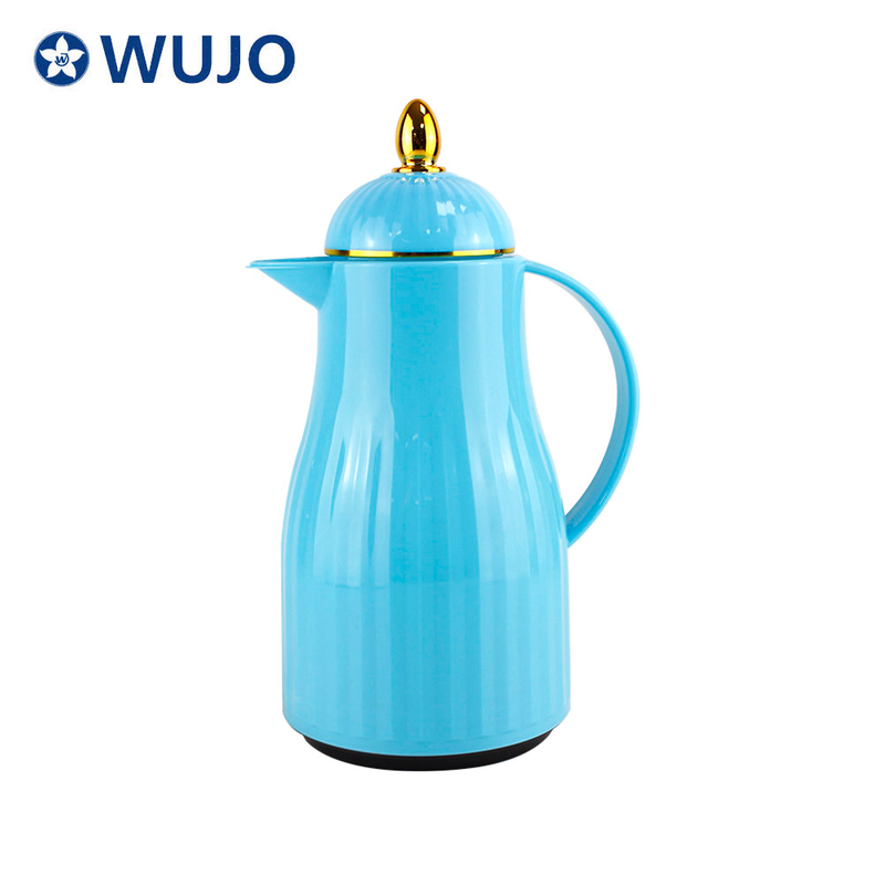 WUJO Manufacturing 0.5L 1L Blue Glass Refill Vacuum Insulated Plastic Thermos 