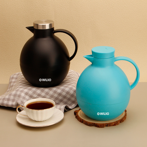 WUJO 24hr Hot Cold 1L Plastic Thermos Thermal Vacuum Jug Flask with Glass Liner