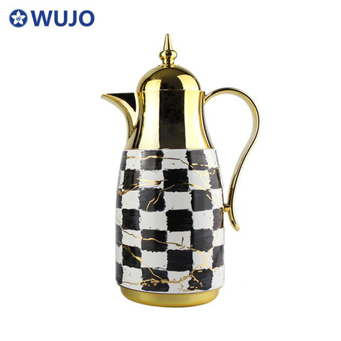 Luxury Gold Black Thermal Arabic Coffee Pot with Glass Liner