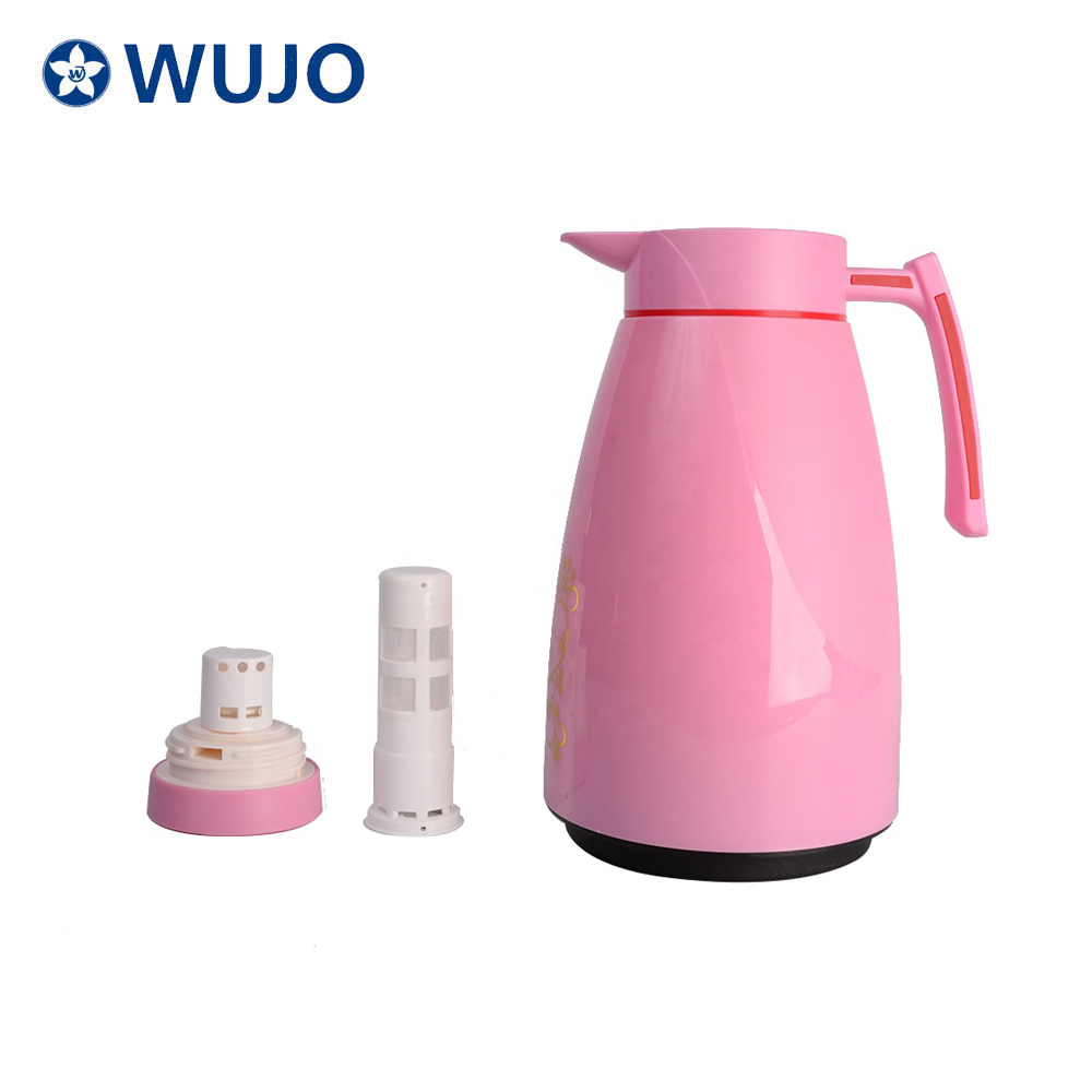 WUJO White Percolater Hot Tea Water Plastic Vacuum Flask Arabic Coffee Pot 