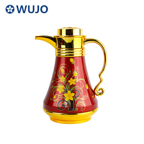 WUJO 1L Luxury Dubai Saudi Thermal Vacuum Coffee Jug Flask with Glass