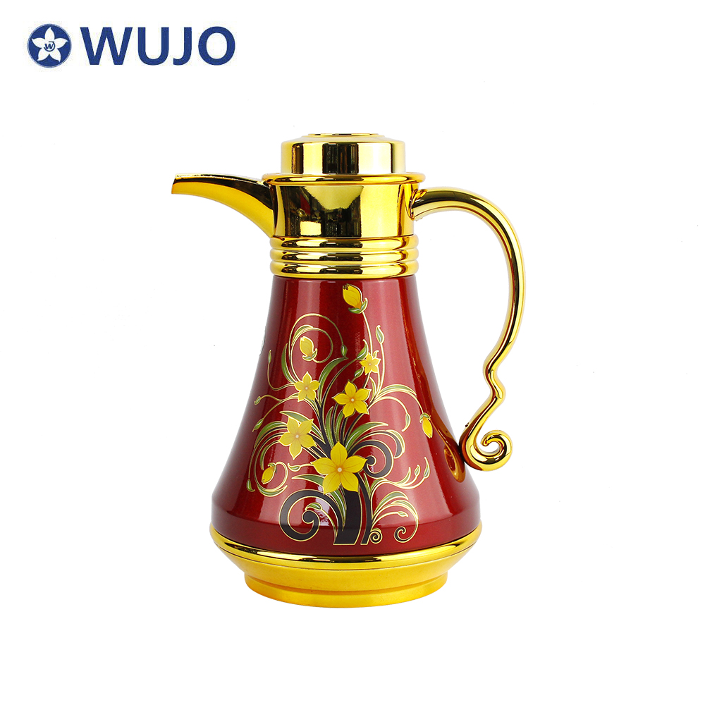 WUJO 1L Luxury Dubai Saudi Thermal Vacuum Coffee Jug Flask with Glass