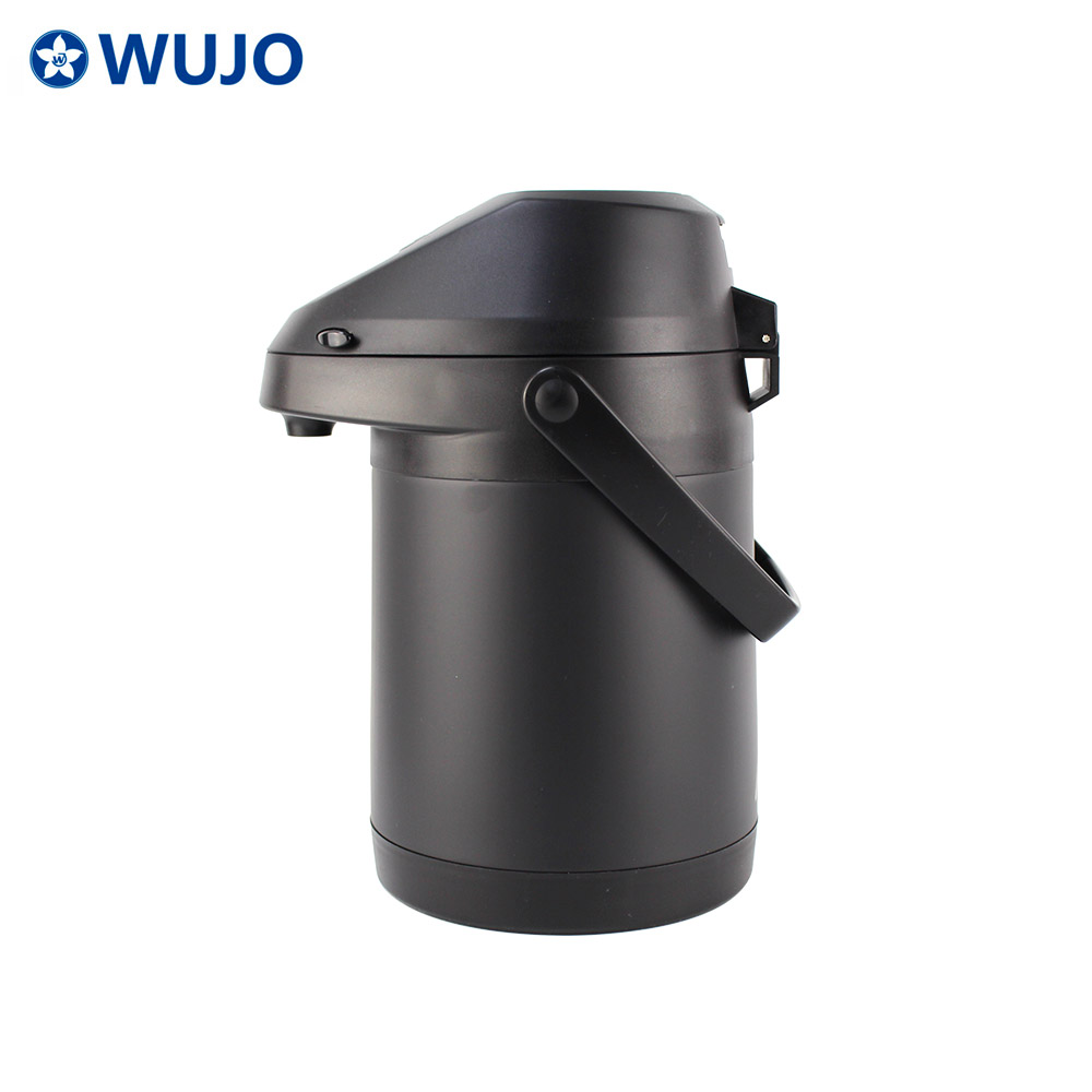 WUJO Double Wall Black 24hr Hot Water Thermos Air Pump Pot