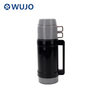 WUJO 1L Plastic Black Grey Travel Glass Inner Insulated Vacuum Flask & Thermos