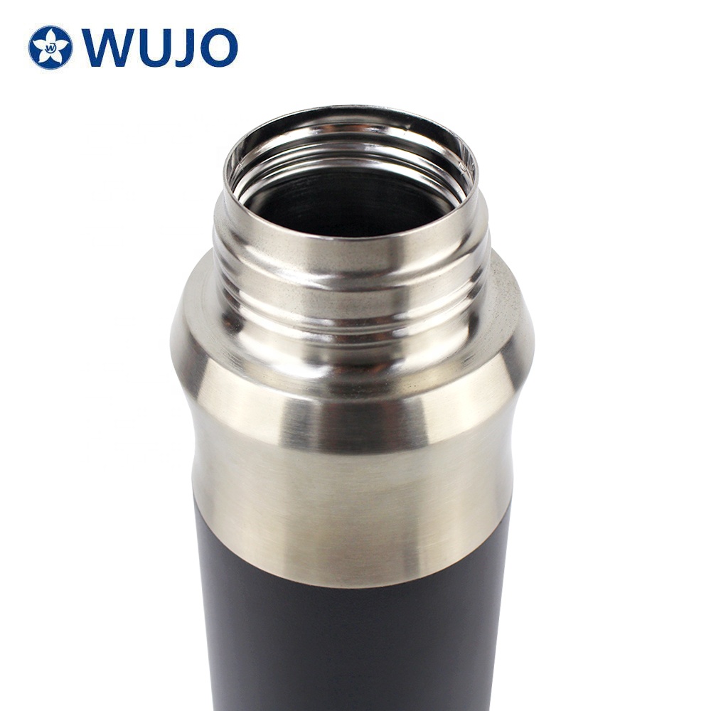 WUJO Double Wall Silver Black 304 Hot Cold Water Bottle Stanley Termos Stainless Steel Thermos