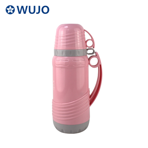 1L 1.8L Pink Cute Glass Lined Coffee Thermos Tea Water Vacuum Travel Plastic Flask