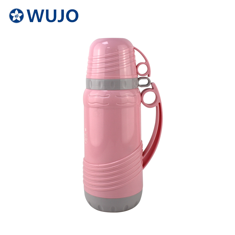 1L 1.8L Pink Cute Glass Lined Coffee Thermos Tea Water Vacuum Travel Plastic Flask