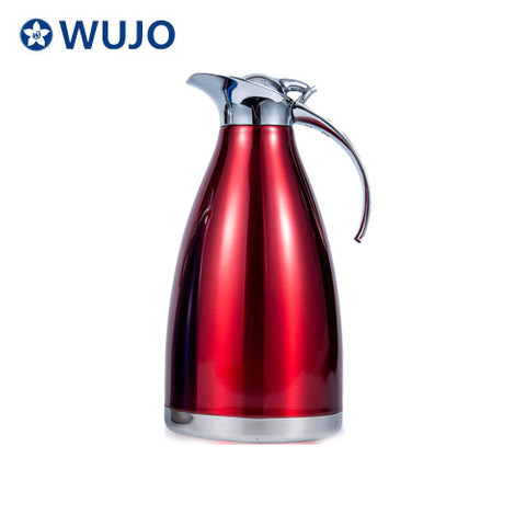 2L European Style Red Vacuum Insulated Double Wall Stainless Steel Thermos for Hotel
