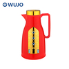 WUJO Red White Electroplate Thermal Plastic Vacuum Flask Coffee Pot with Glass Liner
