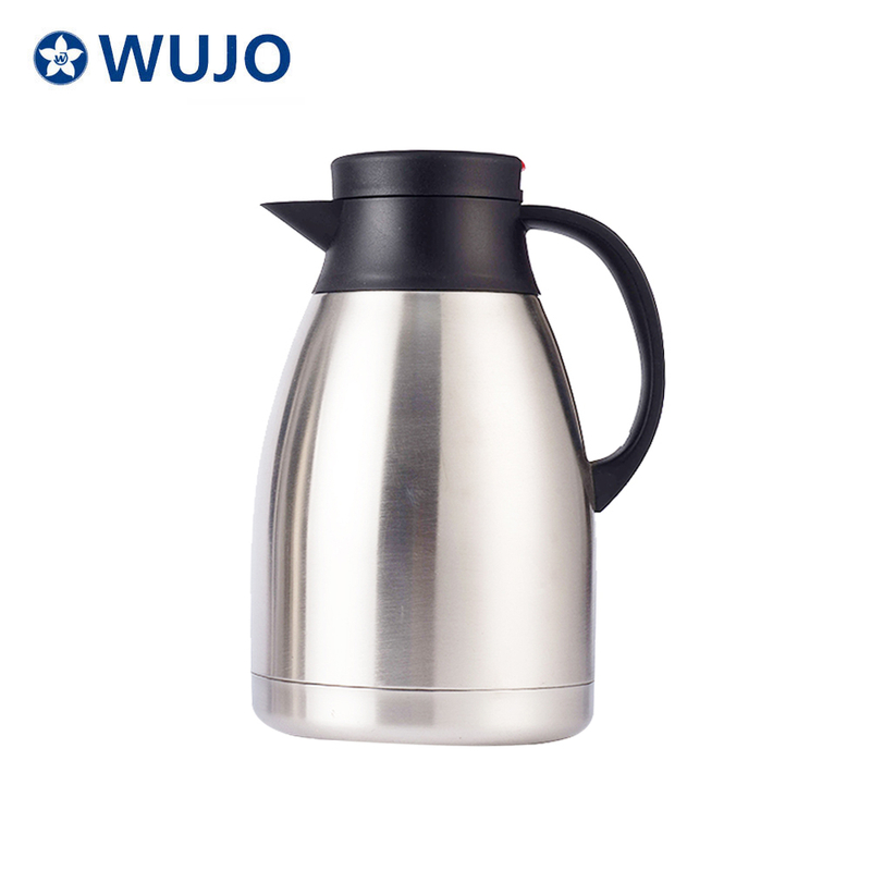WUJO Simple Silver Vacuum Insulated Tea Flask Stainless Steel Thermos