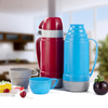  China Factory African Two Cups Plastic Vacuum Flask Coffee Tea Thermos Pot with Glass Inner