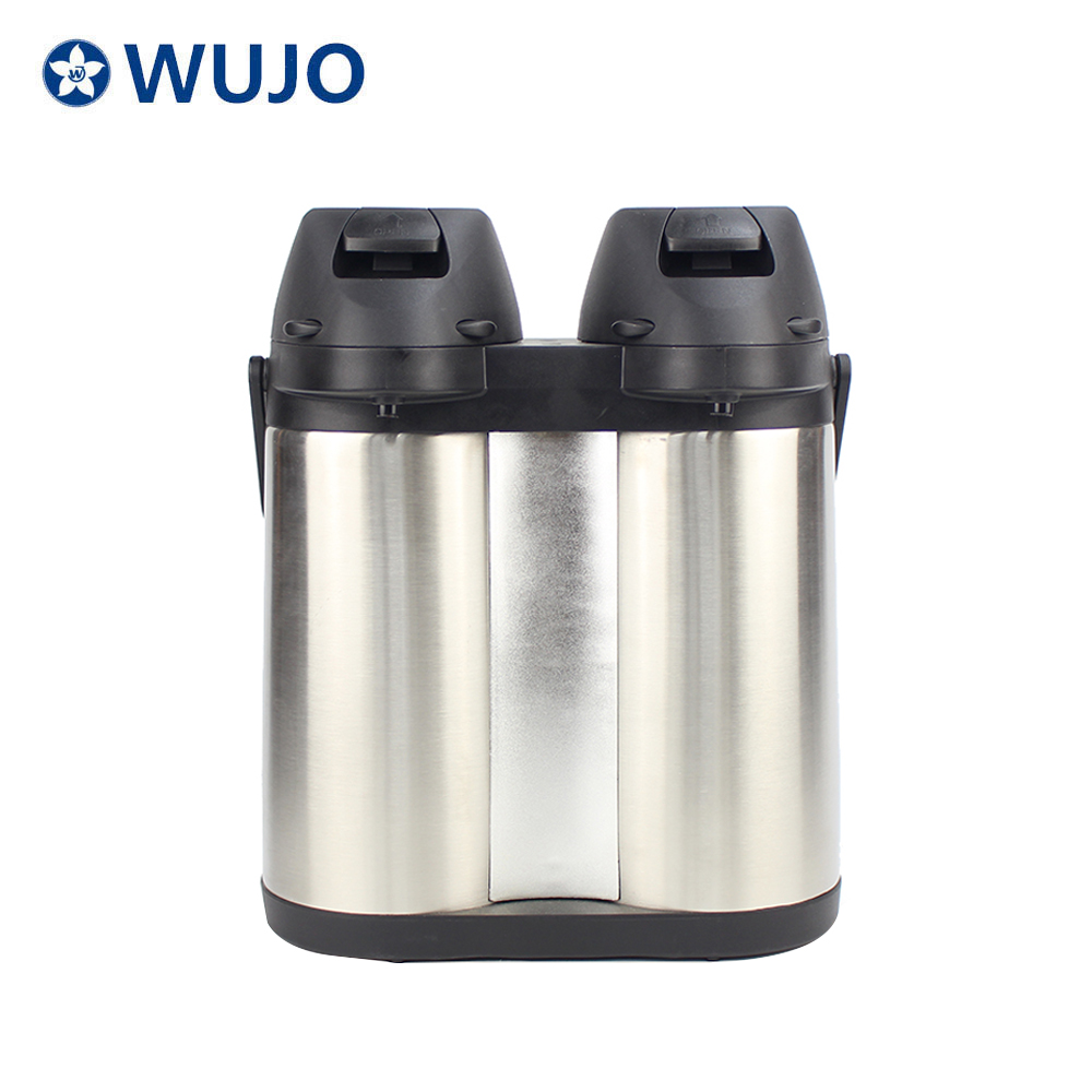 WUJO hot cold water air pump coffee pot flask thermos stainless steel  airpot with lever