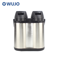 China Factory 1.9L Silver Double Wall Pump Thermos Stainless Steel Thermal Carafe Air Pot Flask