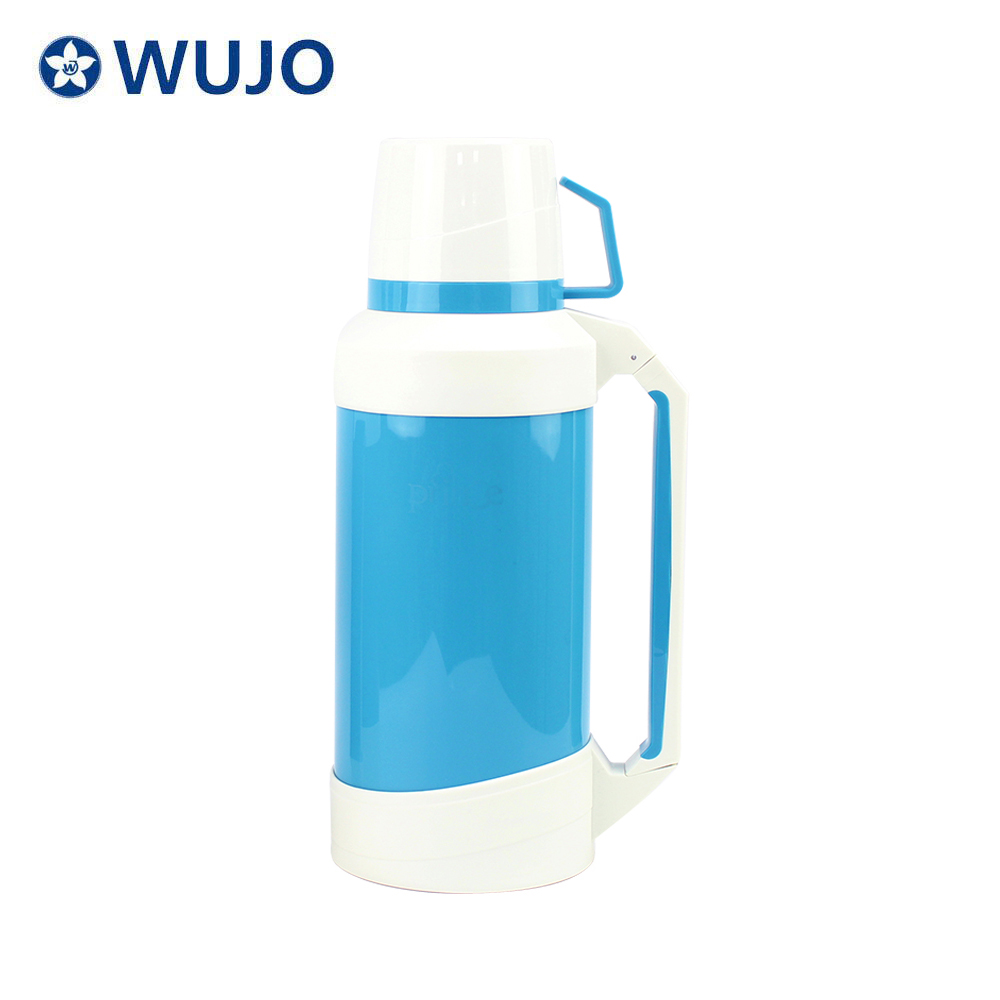 Vacuum Insulated 1L Plastic Thermos Bottle with Glass Refill - WUJO 