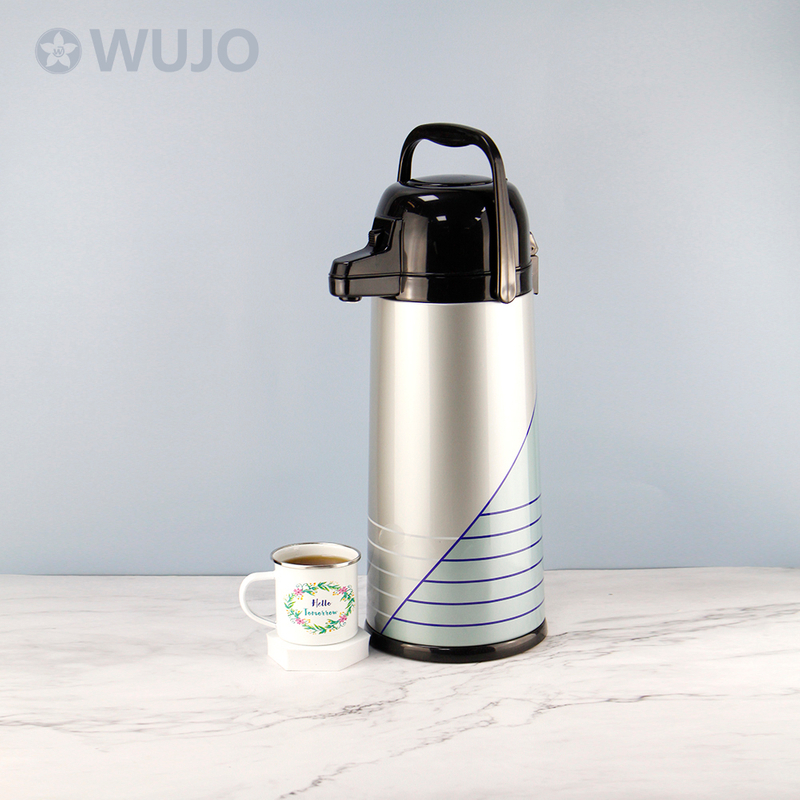 WUJO 1.9L Glass Inner Customized Logo Vacuum Insulated Hot Water Airpot