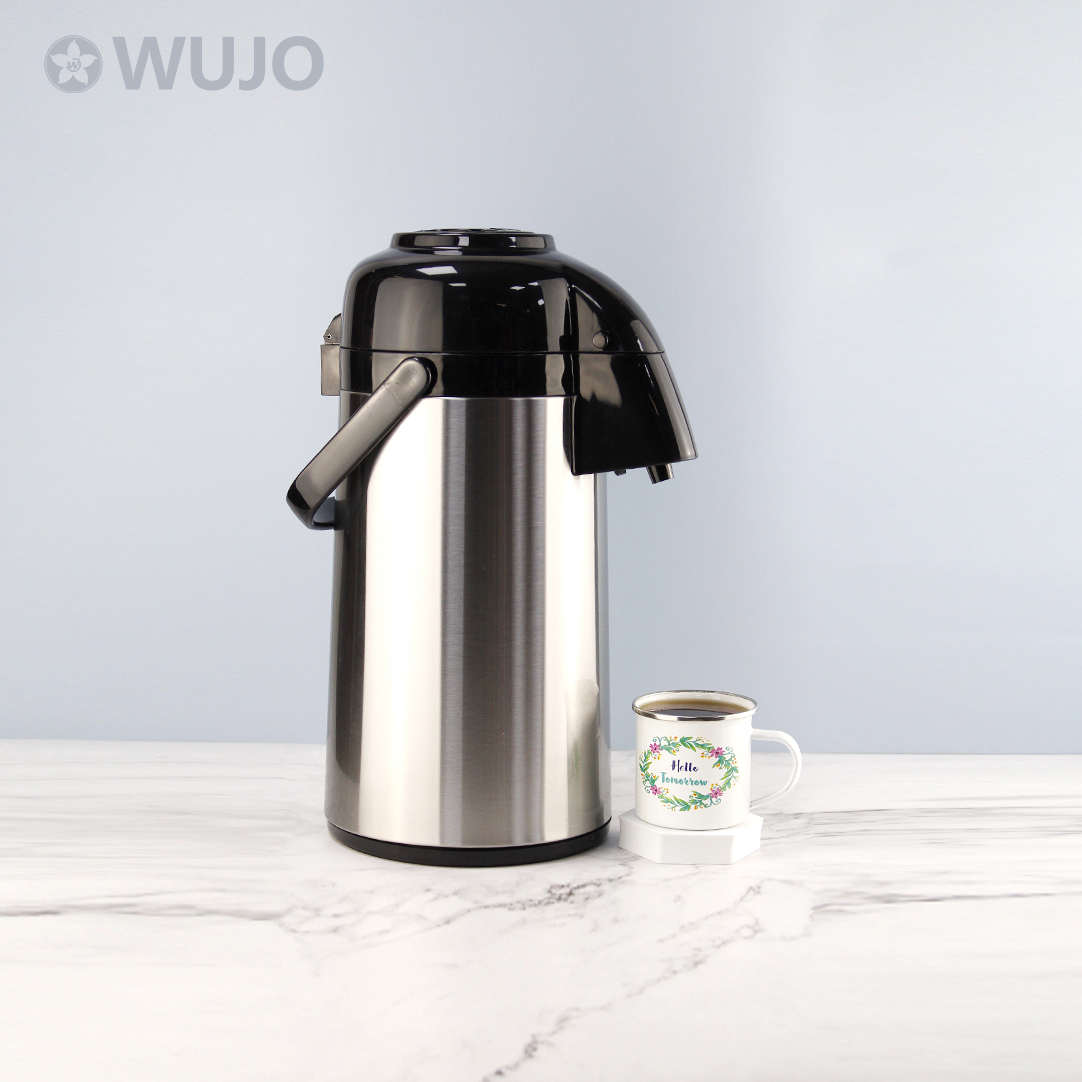 WUJO 3L OEM ODM Airpot Customized Hot Tea Water Coffee Thermal Vacuum Flask Inner Glass