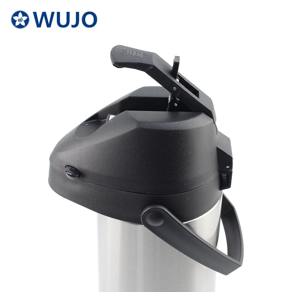 WUJO 1L 1.9L Factory Glass Refill Metal Thermos Pump Dispenser Coffee Pot Airpot
