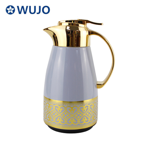 WUJO 1L 1.3L Yellow Vacuum Insulated Thermos Glass Liner Arabic Tea Coffee Pot