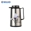 Wujo Factory Shining Red Stainless Steel Glass Inner Coffee Pot