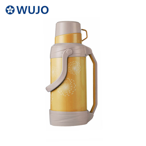 WUJO Wholesale Glass Plastic Coffee Pot Hot Water Tea Thermos Vacuum Flask
