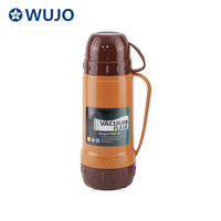  China Factory African Two Cups Plastic Vacuum Flask Coffee Tea Thermos Pot with Glass Inner
