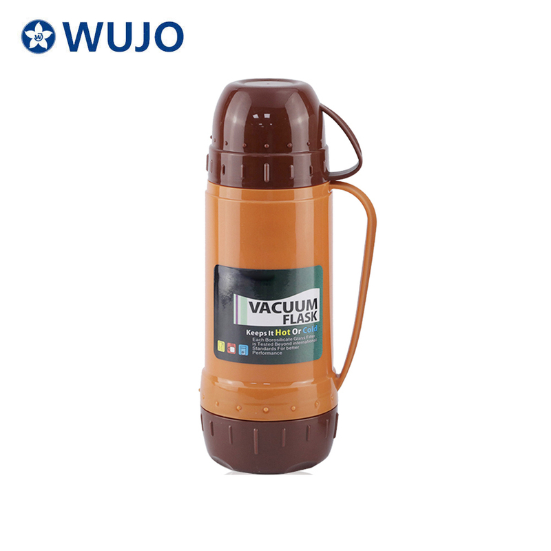  China Factory African Two Cups Plastic Vacuum Flask Coffee Tea Thermos Pot with Glass Inner