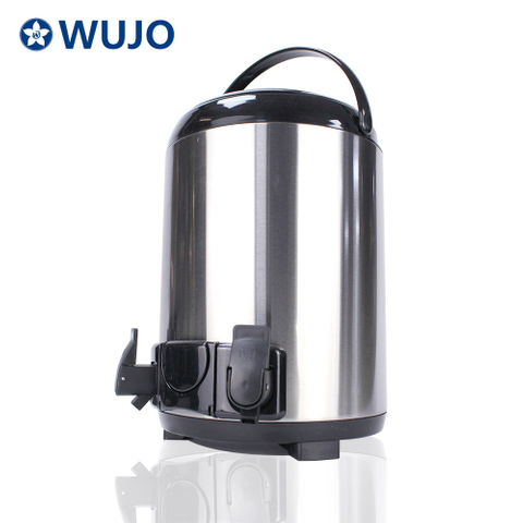  WUJO Thermos 8L 10L 12L Coffee Restaurant Commercial Double Wall Stainless Steel Tea Milk Tea Bucket with Faucet