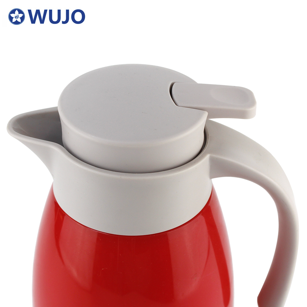 WUJO Red Custom Hot Cold Thermal Arabic Coffee Pot Vacuum Flask Plastic Thermos
