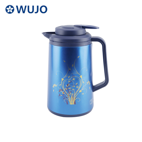 Wujo Attractive Blue Stainless Steel Vacuum Glass Refill Coffee Pot