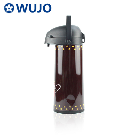 1.9L China Supplier trendy patterned vacuum flask glass inner thermal coffee tea pump air pot flask