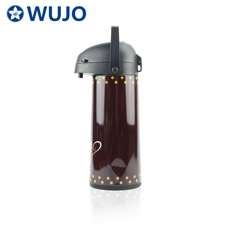 1.9L China Supplier trendy patterned vacuum flask glass inner thermal coffee tea pump air pot flask