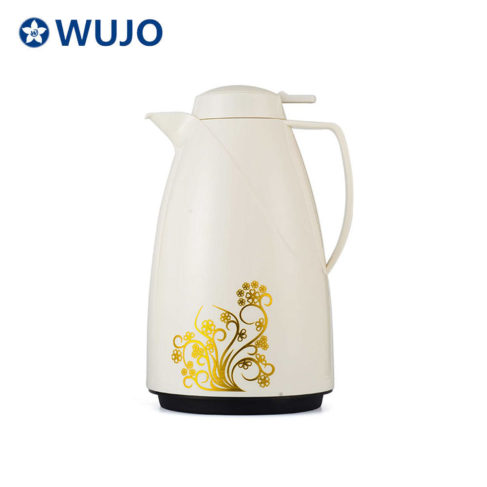 WUJO White Midde East Percolator Vacuum Thermal Plastic Coffee Pot with Glass Refill Inner