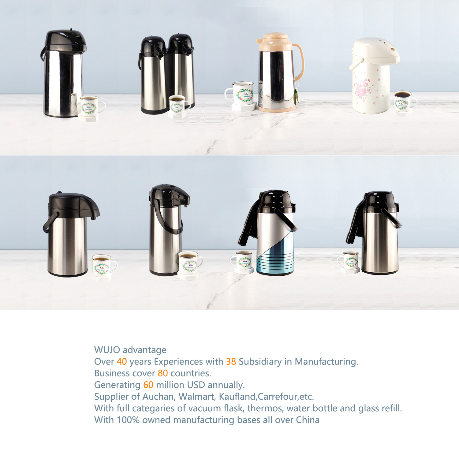  Manufacturer Customized Hot Cold Water Tea Coffee Vacuum Airpot Thermos with Glass inside