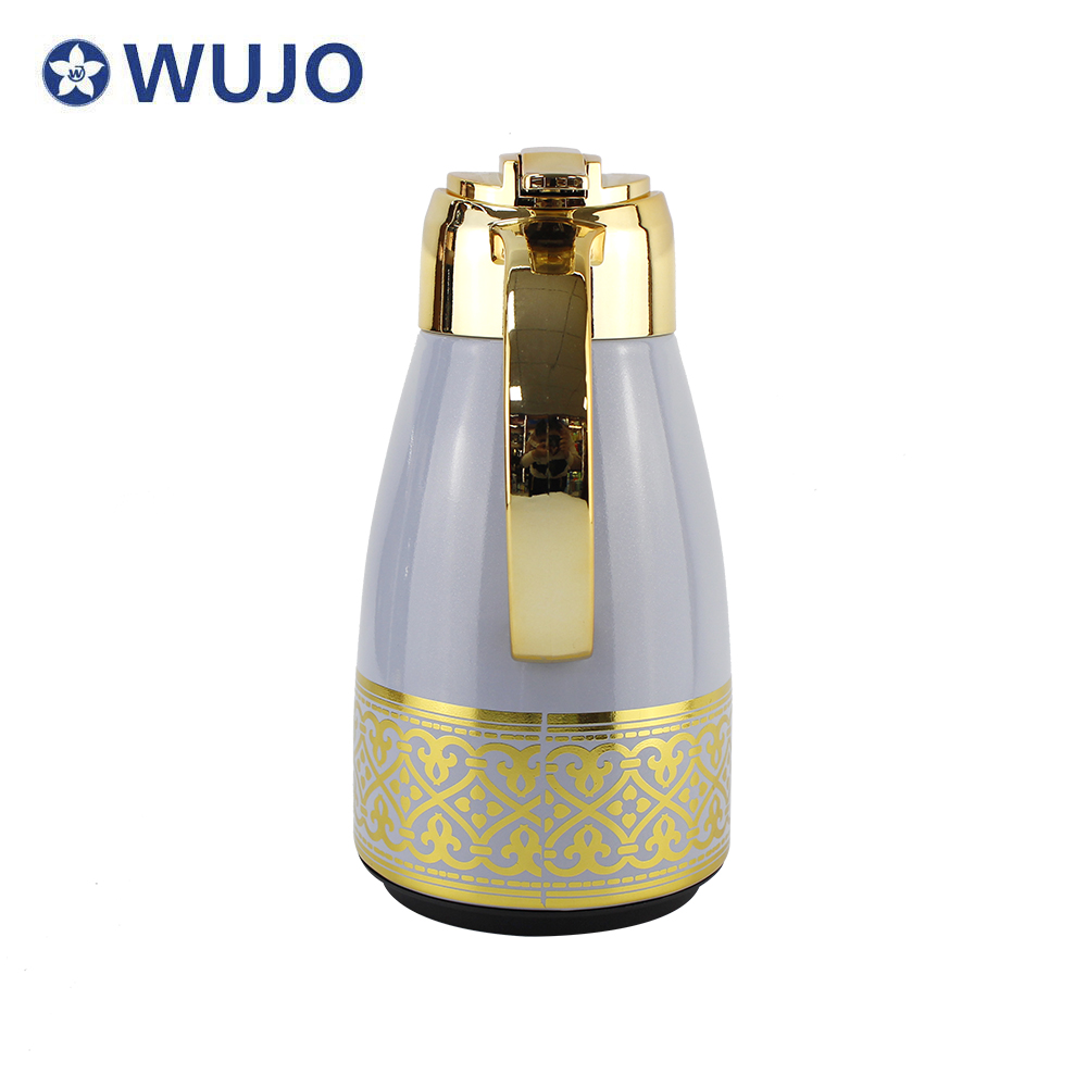 WUJO 1L 1.3L Yellow Vacuum Insulated Thermos Glass Liner Arabic Tea Coffee Pot