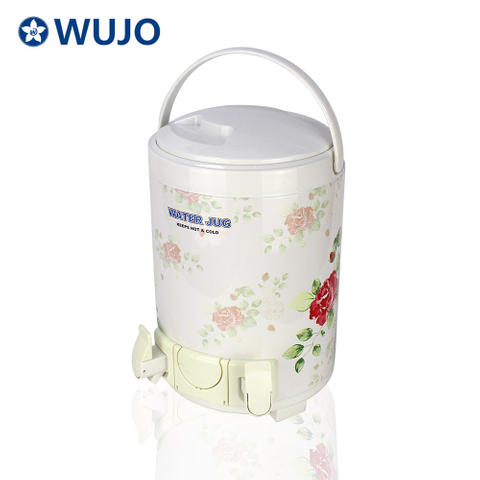 WUJO Hot Cold Metal Printing Insulation Thermos Bucket Barrel Thermal Bucket Water Jar with Faucet