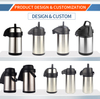 WUJO Double Wall Pump Thermos Stainless Steel Air Pot Vacuum Flask