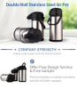 WUJO 1L 1.3L 1.6L 1.9L Air Pump Dispenser Silver Stainless Steel Termo Air Pot 