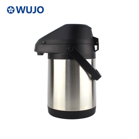 WUJO Silver Stainless Steel Pump Hot Water Airpot Coffee Dispenser 