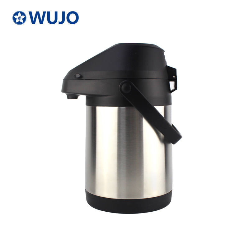 WUJO Silver Stainless Steel Pump Hot Water Airpot Coffee Dispenser 