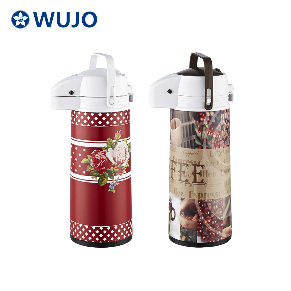 Factory 1L 1.9L Coffee Tea Water Air Pump Pot Thermos Vacuum Flask with Glass Refill