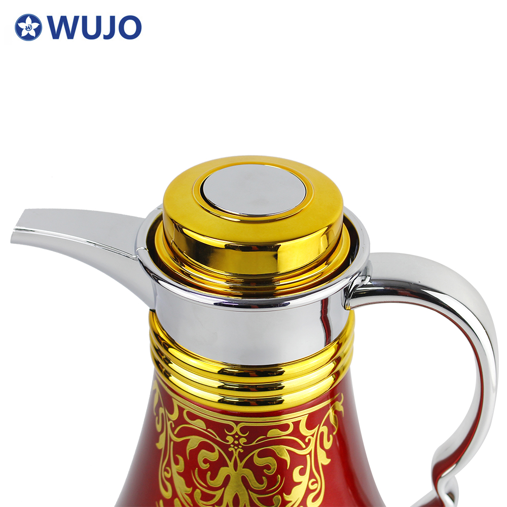  WUJO Factory 1L Luxury High Quality Glass Liner Vacuum Coffee Pot Tea Arabic Dallah
