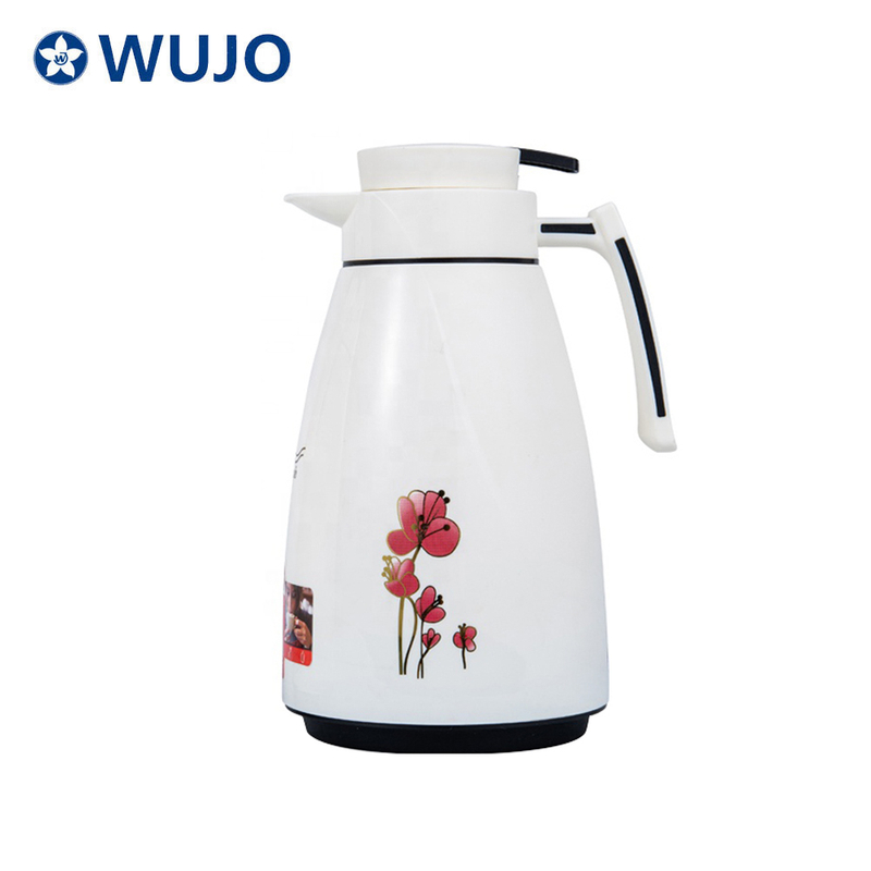 WUJO White Percolater Hot Tea Water Plastic Vacuum Flask Arabic Coffee Pot 