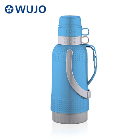 WUJO 3.2 Liter Plastic Blue Vacuum Thermo Flask Bottle with Glass Refill