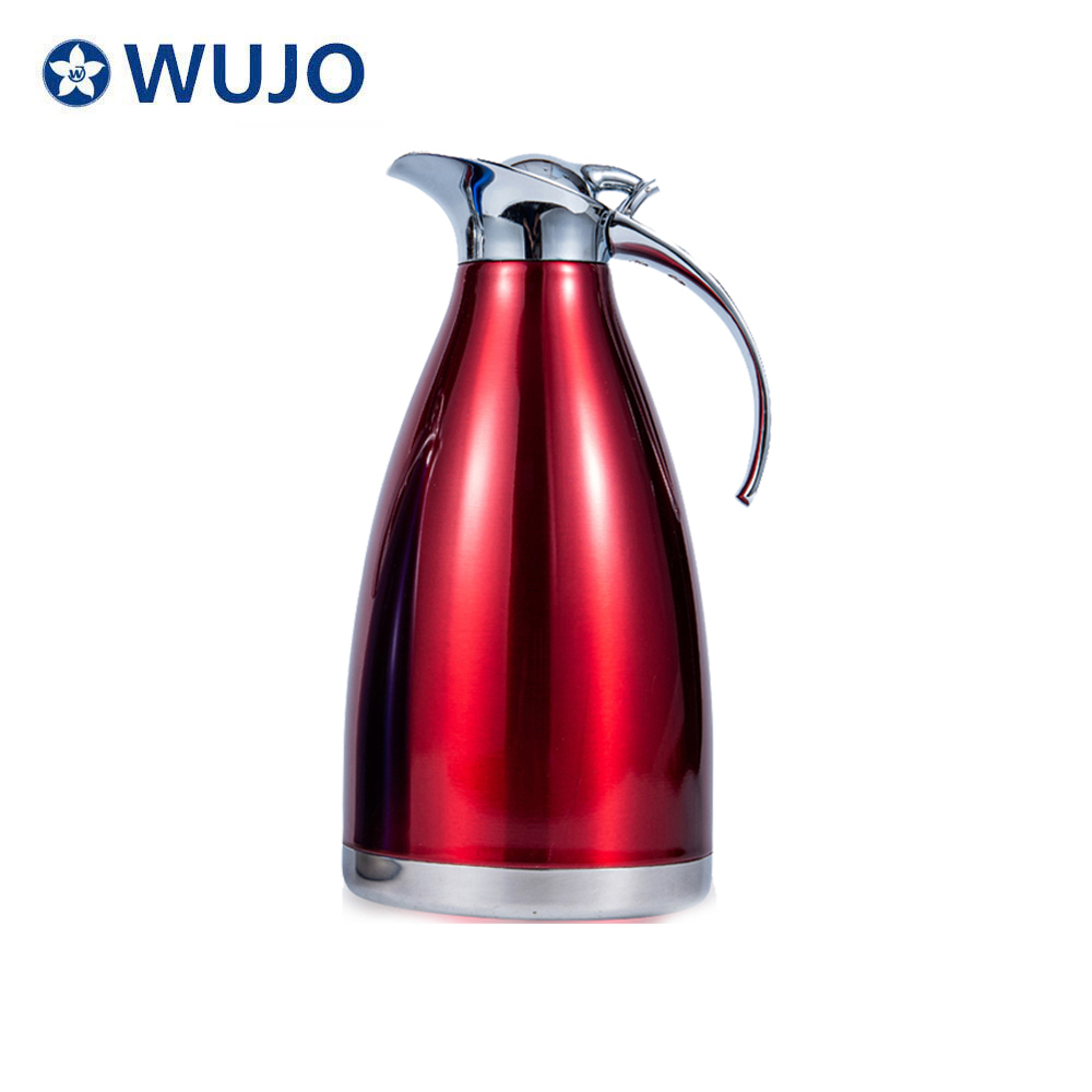 wujo red european style double wall coffee pot