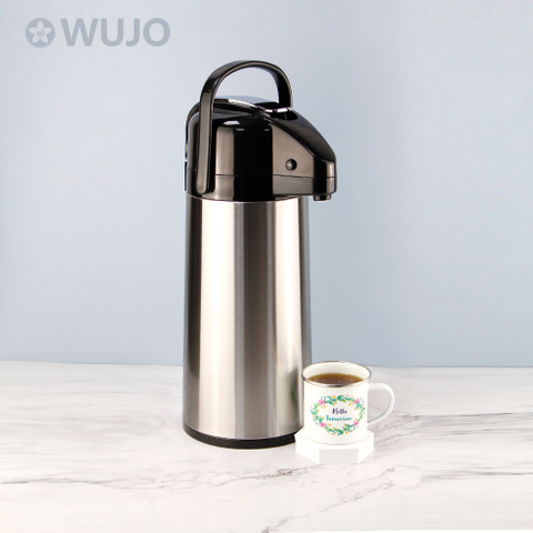 Manufacturer 2.2L Hot Water Vacuum Insulated Glass Liner Stainless Steel Coffee Pump Pot